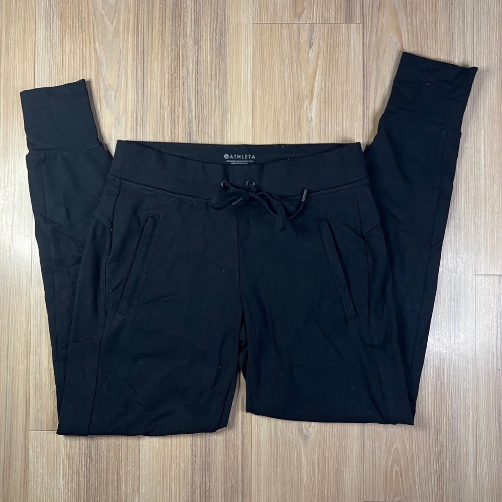 Athleta Womens Joggers Zipper Ankle Pockets Black XXS